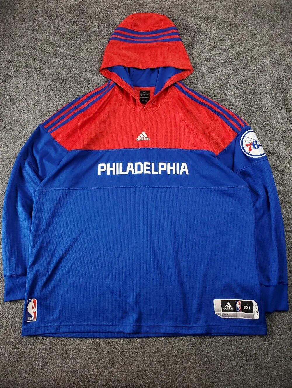 Philadelphia 76ers Adidas Authentic On Court Hoodie 2XL Warm Up Pullover NBA